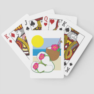 Tropisk strand semester Kokosblommor Flip Flops Casinokort