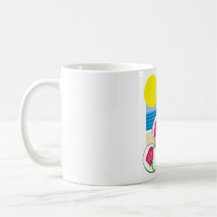 Tropisk strand semester Kokosblommor Tufflor Kaffemugg