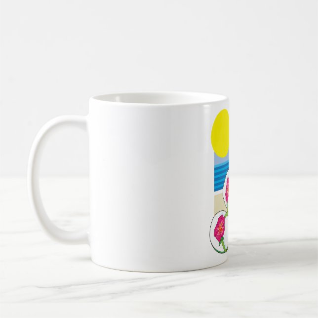 Tropisk strand semester Kokosblommor Tufflor Kaffemugg (Vänster)