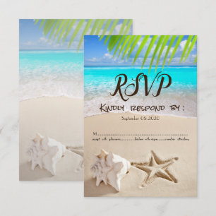Tropisk strand, Sjöstjärna, Snigelskal RSVP Inbjudningar