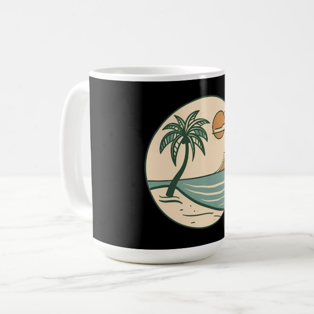 Tropisk strand solnedgång kaffemugg (Framsida vänster)