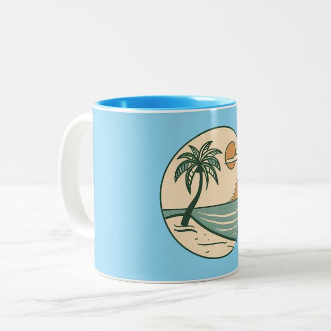 Tropisk strand solnedgång kaffemugg (Framsida vänster)