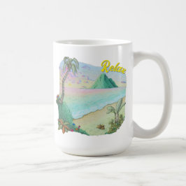 Tropisk strand solnedgång kaffemugg