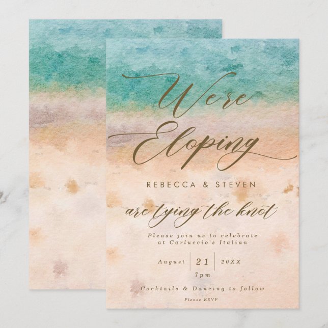 tropisk strand sommar elopement inbjudan (Fram/baksida)