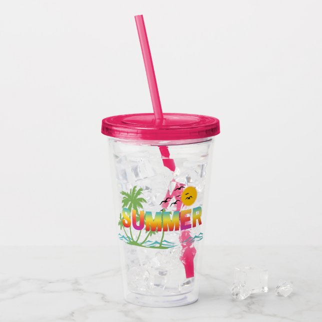 Tropisk strand sommar söt modern take away mugg (Framsida Ice)
