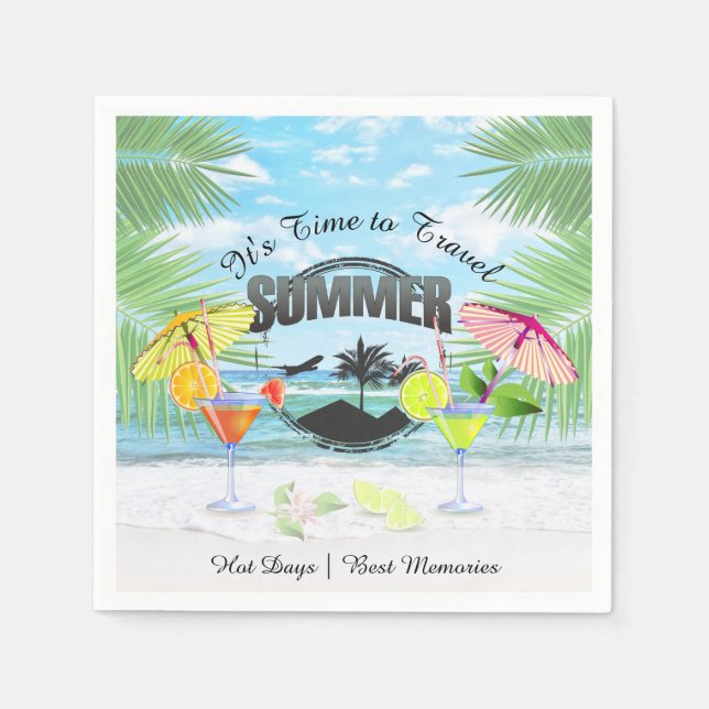 Tropisk strand, sommarvallning | PERSONLIG Pappersservett (Framsidan)