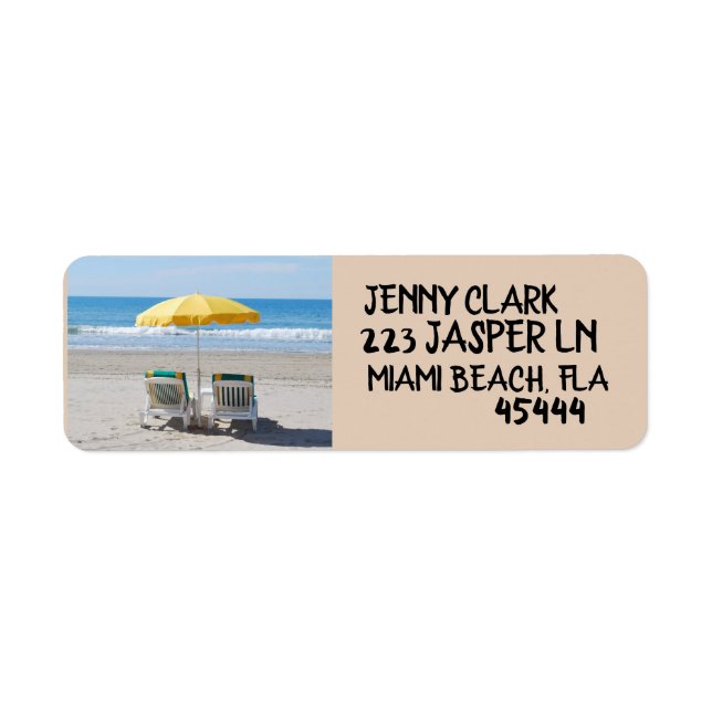 TROPISK STRAND & STOLAR RETURADRESS ETIKETTER (Framsidan)