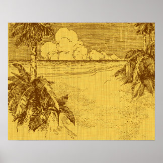 Tropisk strand sydlig vind vintagekonst poster