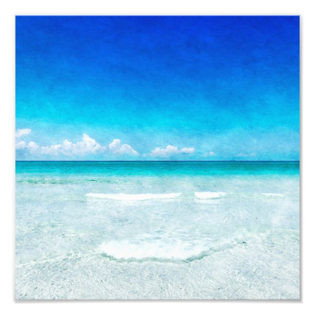 Tropisk strand - Teal Aqua Ocean Blue Florida Fototryck (Framsidan)