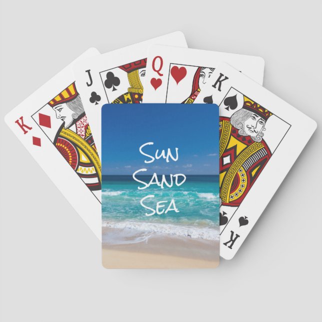 Tropisk strand Turkos vatten Sol Sand Hav Casinokort (Baksidan)