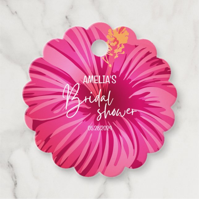 Tropisk strandblomma Bröllopsdusch Välkomstskylt Gåvor Etiketter (Framsida)