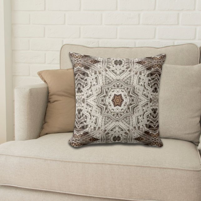 tropisk strandboho chic tribal macrame crochet kudde (tropical beach boho chic tribal macrame crochet throw pillow)