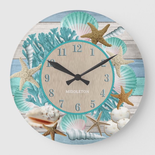 Tropisk Stranddesign Stor Klocka (Framsida)