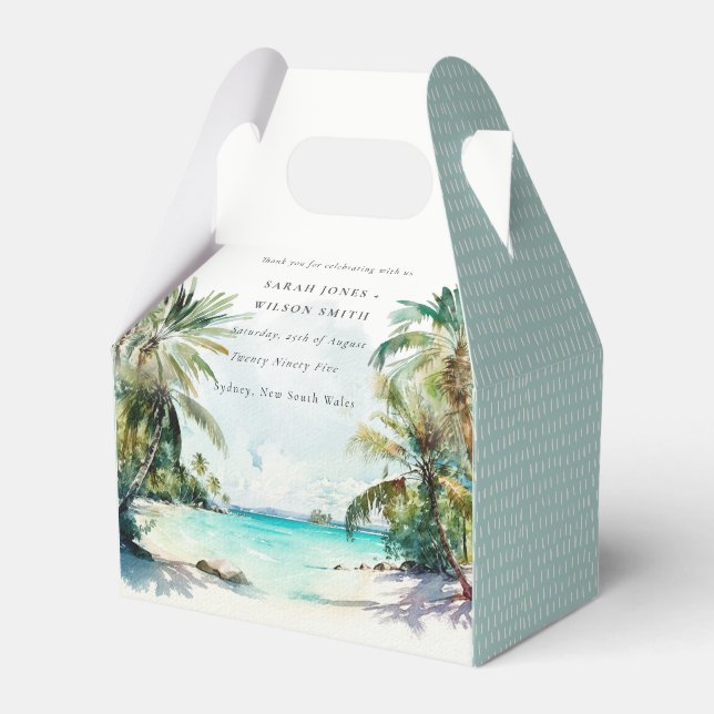 Tropisk strandfärg Handflatan Träd Bröllop Presentaskar (Framsidan Sidan)