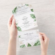 Tropisk Strandflora & Guld Elegant Bröllop
