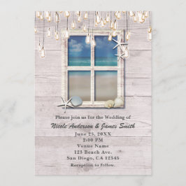 Tropisk strandfönster Elegant kustbröllop Inbjudningar