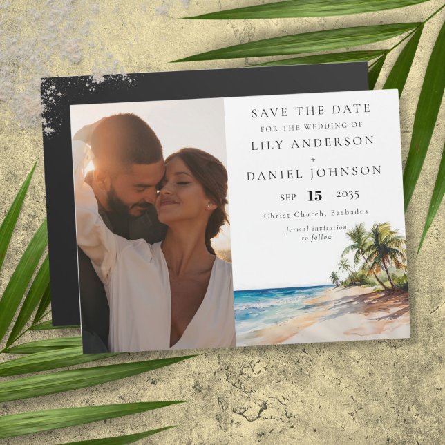 Tropisk strandfotografi Bröllop Spara datum Magnetisk Inbjudningskort (Tropical Beach Photo Wedding Save The Date Magnetic Invitation)