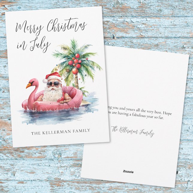 Tropisk strandjul i juli julkort (Tropical Beach Christmas In July Holiday Card)