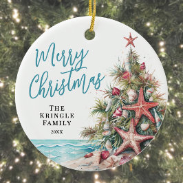 Tropisk strandjul julgransprydnad keramik