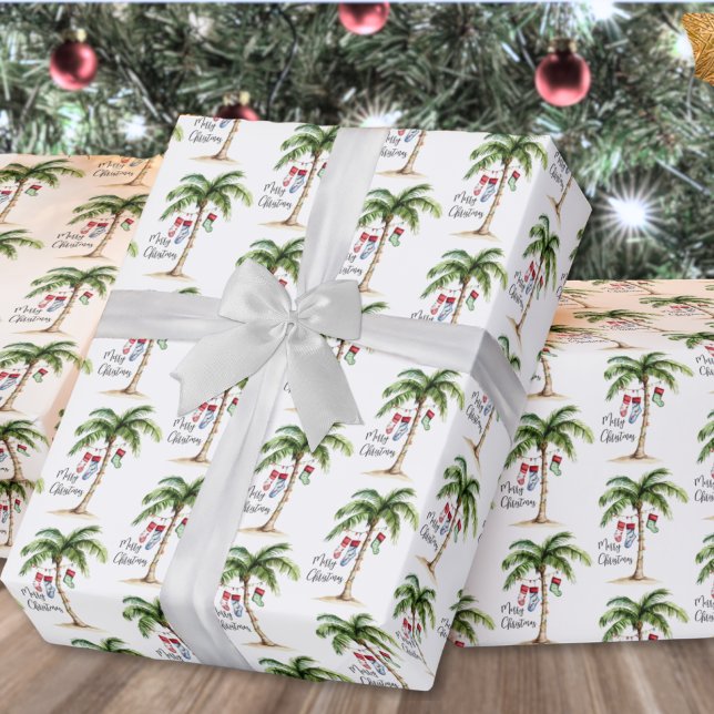 Tropisk strandjul presentpapper (Tropical Beach Christmas Wrapping Paper )