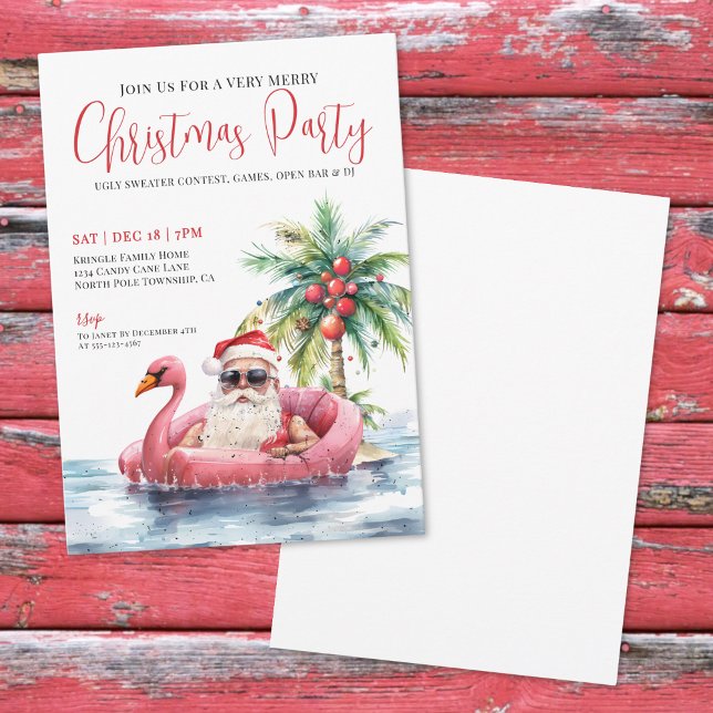 Tropisk strandjulparty inbjudningar (Tropical Beach Christmas Party Invitation)