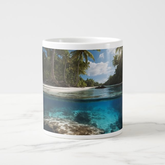 Tropisk strandmugg - Delad vy Oceanmugg - Uppifrån Jumbo Mugg (Framsidan)