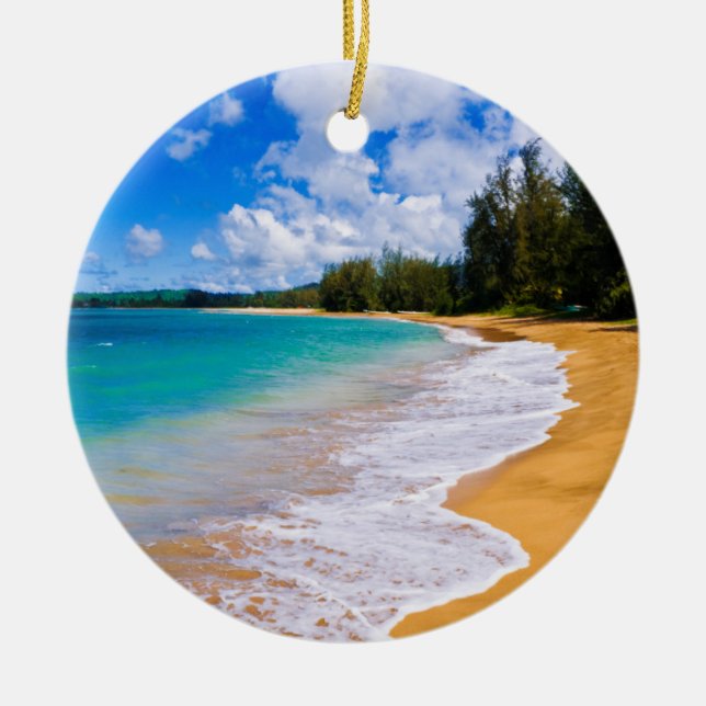 Tropisk strandparadis, Hawaii Julgransprydnad Keramik (Framsidan)