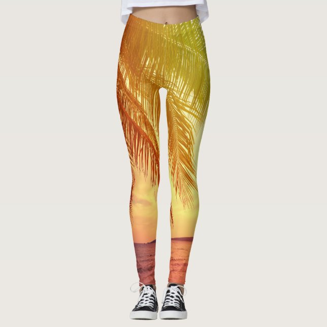 Tropisk strandparadis: Lugn landskap. Leggings (Framsida)