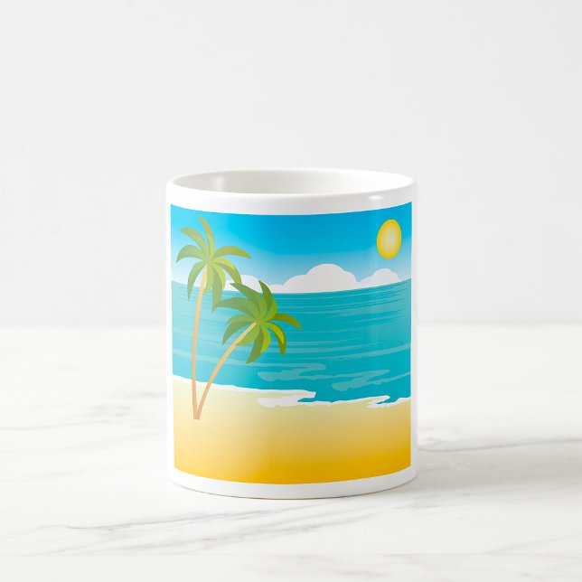 Tropisk strandparadis med palmer kaffemugg (Skapare uppladdad)