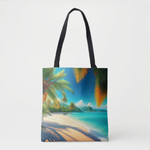 Tropisk strandparadis - Palmtree-konst Tygkasse