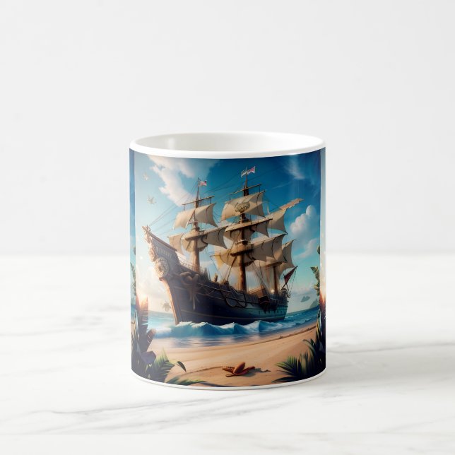 Tropisk strandpiratskepp kaffemugg (Center)