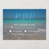Tropisk strandscen Vita sandar Bröllop RSVP