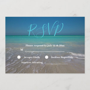 Tropisk strandscen Vita sandar Bröllop RSVP Inbjudningar