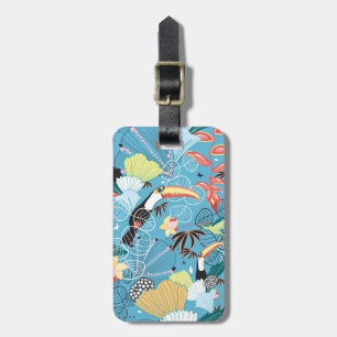 Tropisk struktur med Toucans och Hummingbirds Bagagebricka