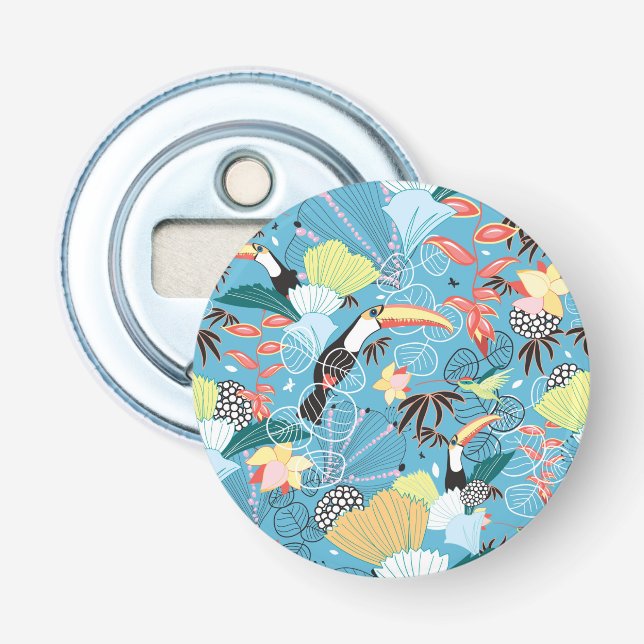 Tropisk struktur med Toucans och Hummingbirds Flasköppnare (Framsidan)