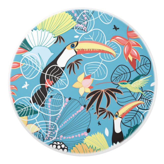 Tropisk struktur med Toucans och Hummingbirds Knopp (Framsidan)
