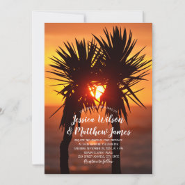 Tropisk strupe Handflatan Träd Ocean Sunset Bröllo Inbjudningar