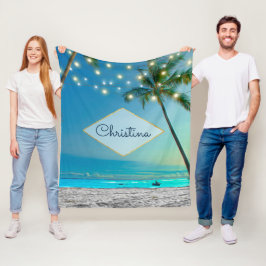 Tropisk strutssträng Ljus Handflatan Träd, egen Na Fleecefilt