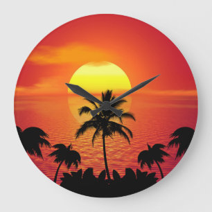 TROPISK SUNSET WALL CLOCK STOR KLOCKA