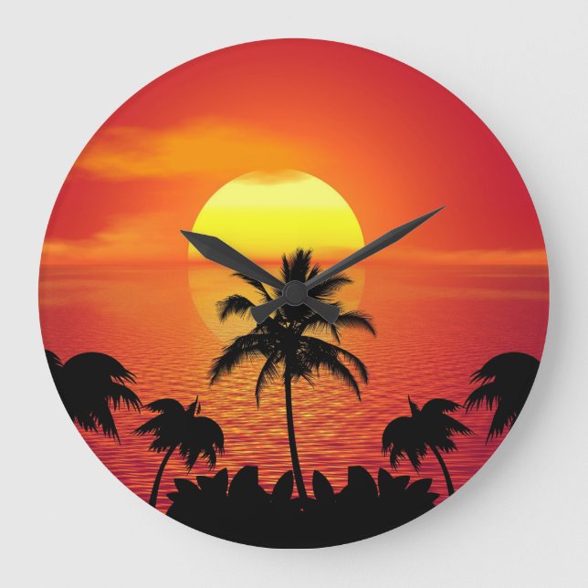 TROPISK SUNSET WALL CLOCK STOR KLOCKA (Framsida)