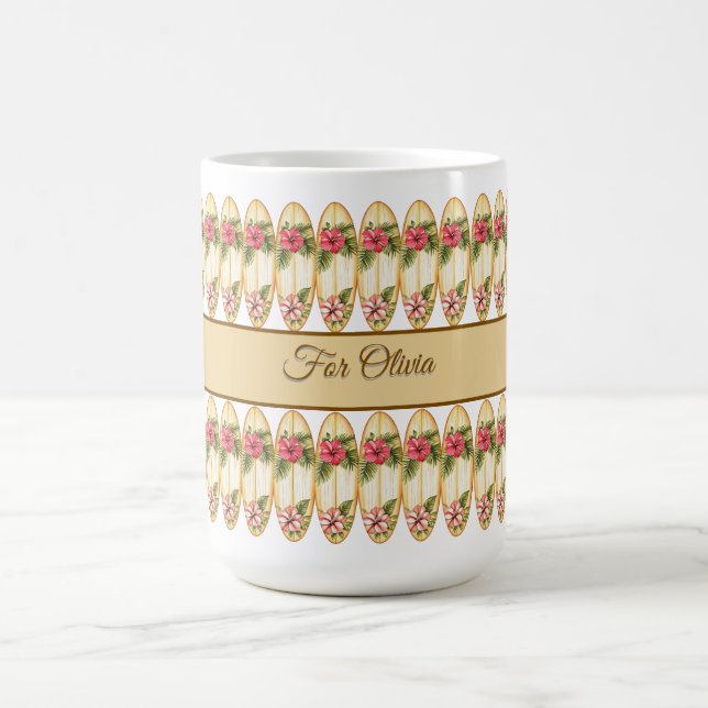 Tropisk Surfbräda Blommig Design – Anpassningsbar  Kaffemugg (Center)