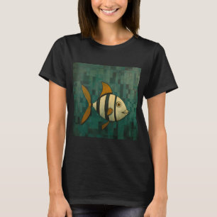 Tropisk svart och gulrandig fisk t shirt
