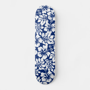 Tropisk svuren vit hibiscus mini skateboard bräda 18,5 cm