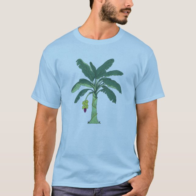 Tropisk T-Shirt med Bananträds-Grafik | Minimalist (Framsida)