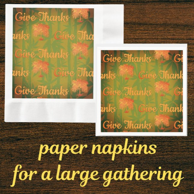 Tropisk Tacksägelse Thanksgiving Palm Pappersservett (Give thanks, bamboo and palm trees in autumn hues.)