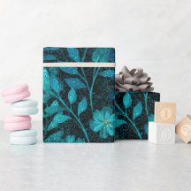 Tropisk Teal Glitter Blå Mönster