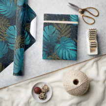Tropisk Teal Glitter Blå Mönster