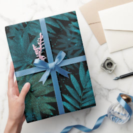 Tropisk teal-gnistrande blå glittermönster presentpapper
