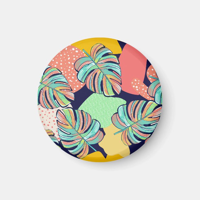 Tropisk teckning: Flerfärgad monsterdesign Magnet (Framsidan)