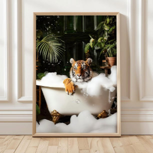Tropisk Tiger i Badkarstryck - Badrumsvägg Ar Poster